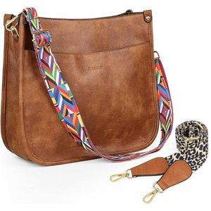 Crossbody Bag for Women Designer Leather Hobo Handbags With 2 Adjustable Straps